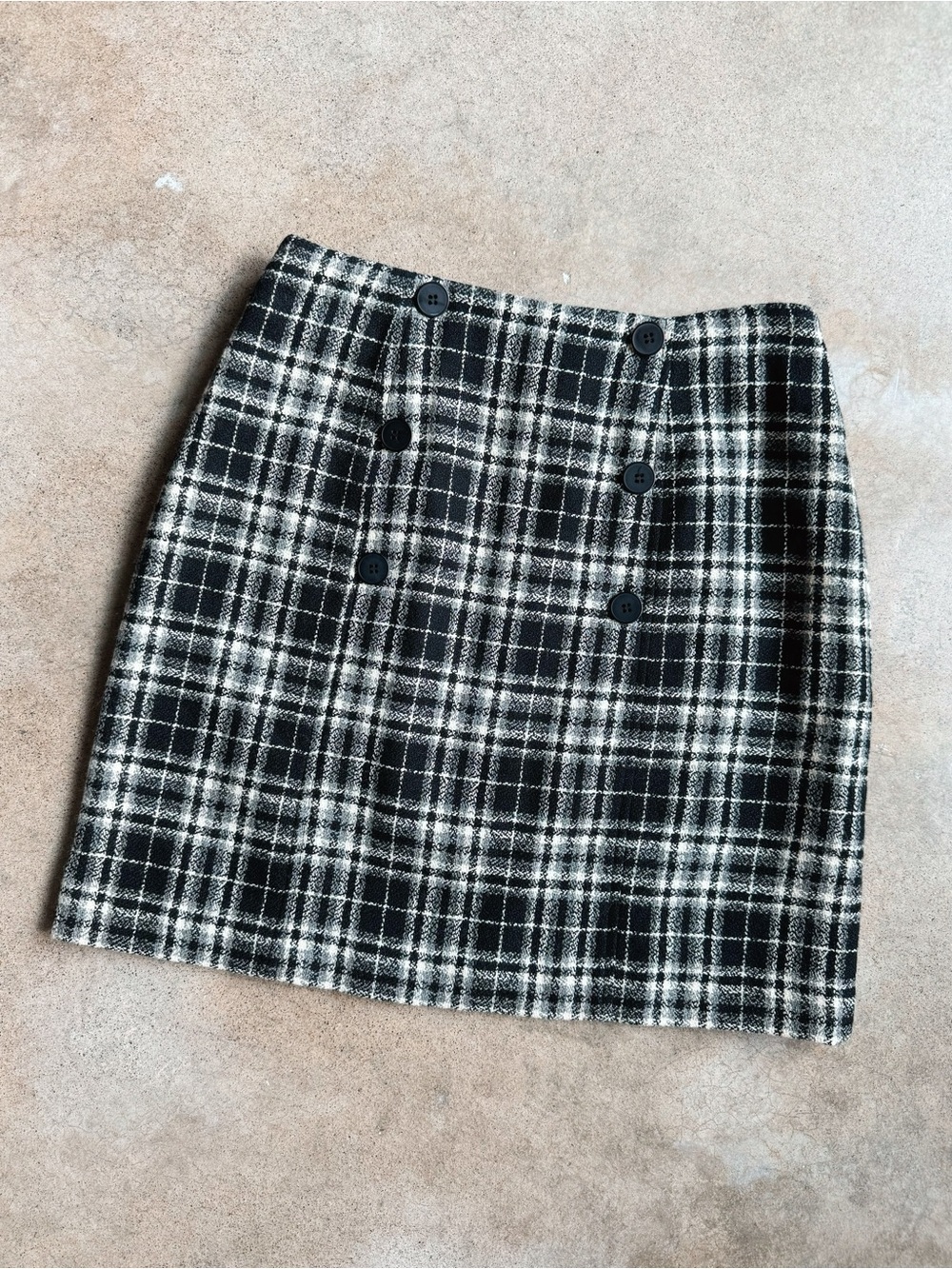 Vintage 90s Morgan Taylor Plaid Button Front Wool Mini Skirt